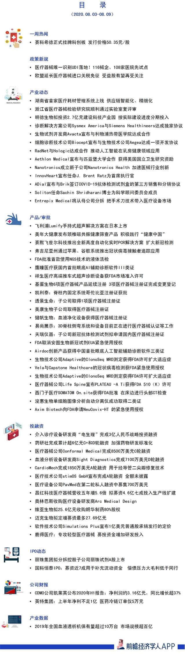 前瞻医疗器械产业全球周报第38期：赛科希德正式挂牌科创板，欧盟延长医疗器械进口关税免征